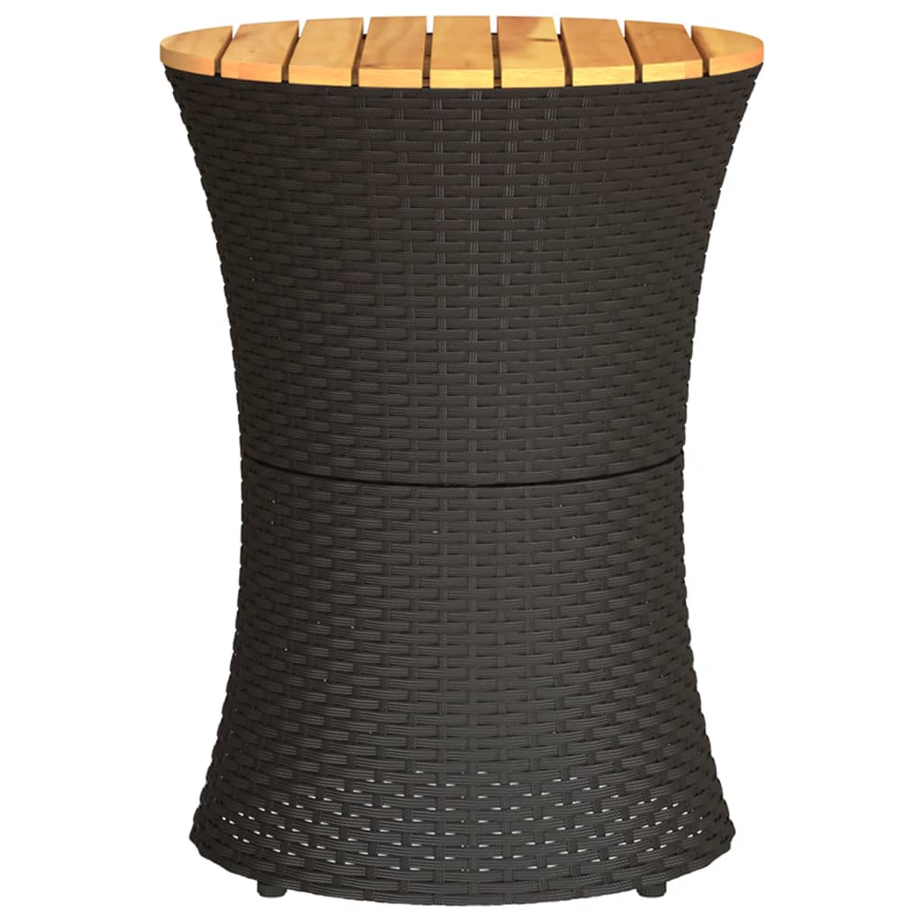 sidebord trommeformet polyrattan og massivt træ sort