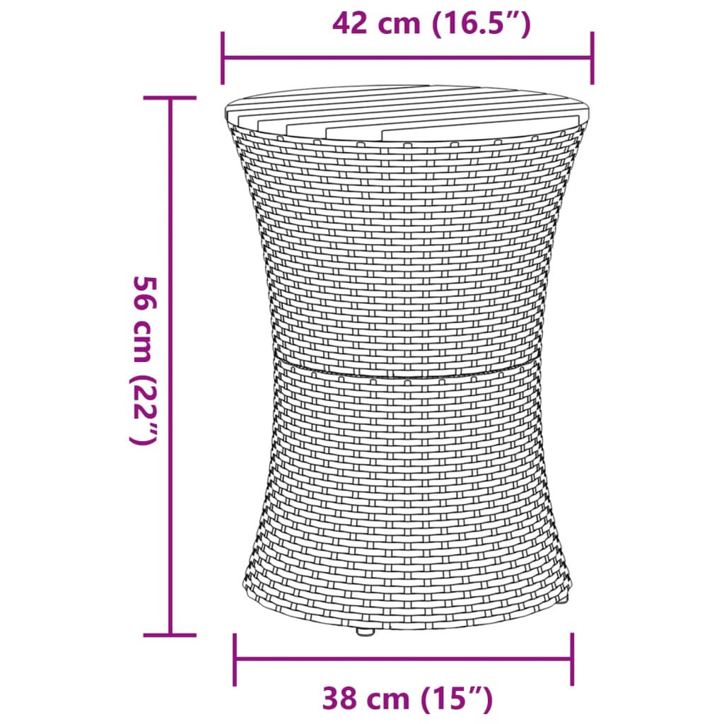 sidebord trommeformet polyrattan og massivt træ sort