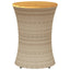 sidebord trommeformet polyrattan og massivt træ beige