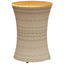 sidebord trommeformet polyrattan og massivt træ beige