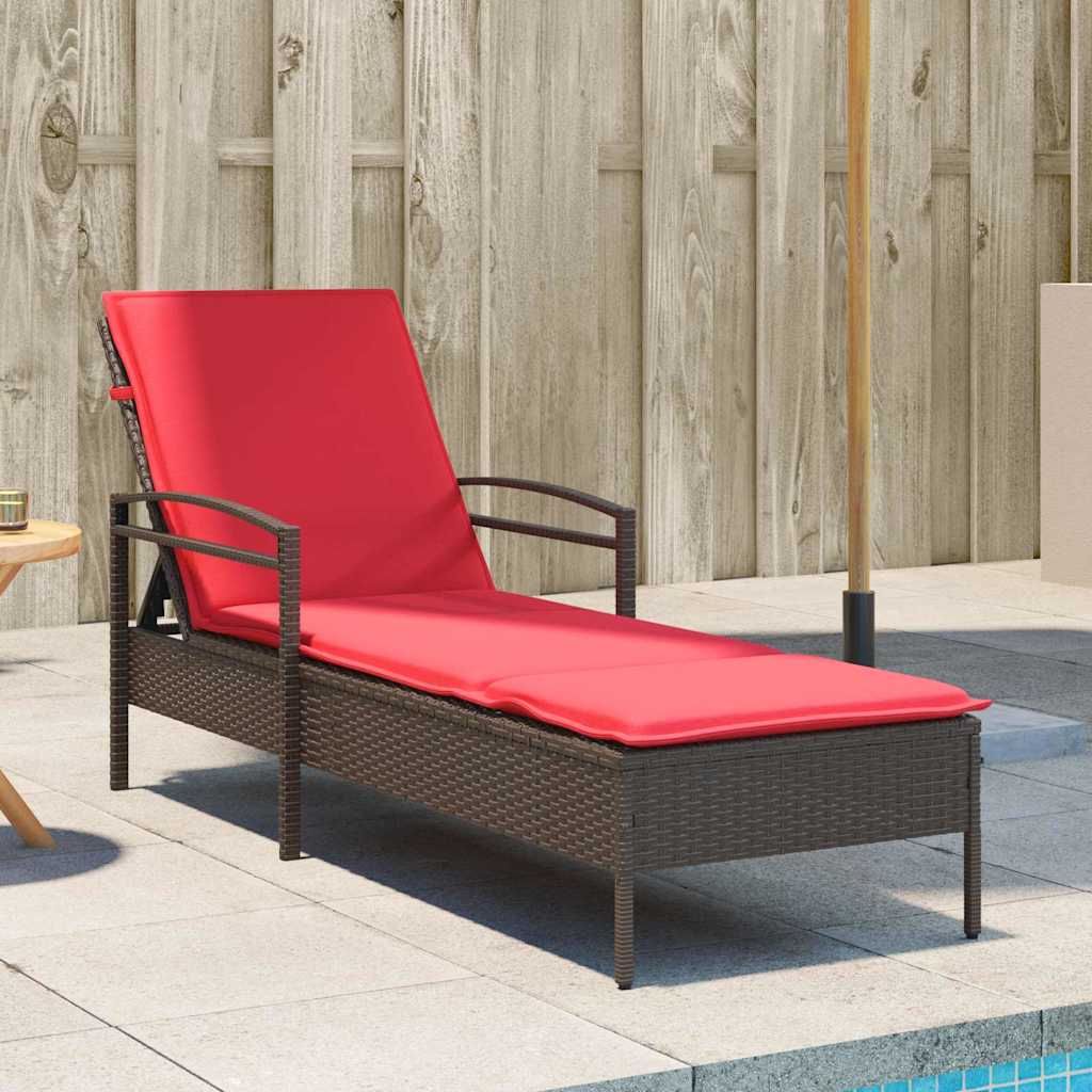 3-position justerbar solstol polyrattan Brun