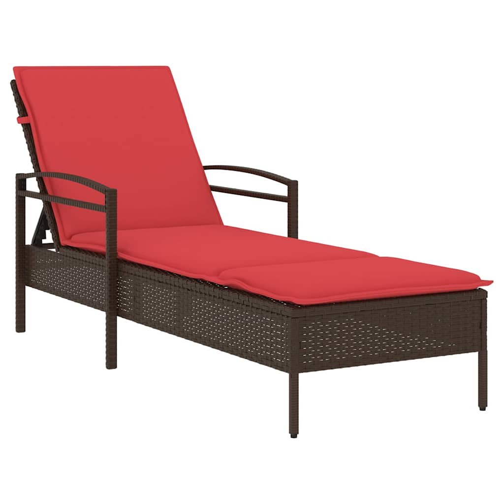3-position justerbar solstol polyrattan Brun