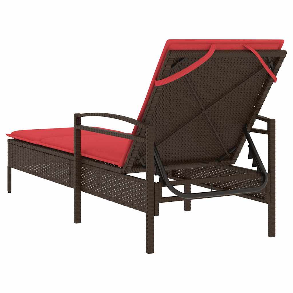 3-position justerbar solstol polyrattan Brun