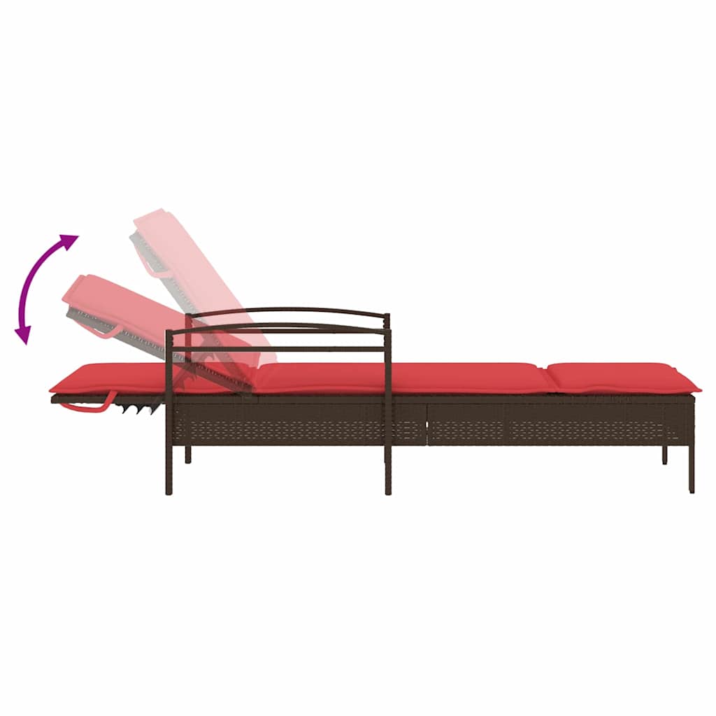 3-position justerbar solstol polyrattan Brun