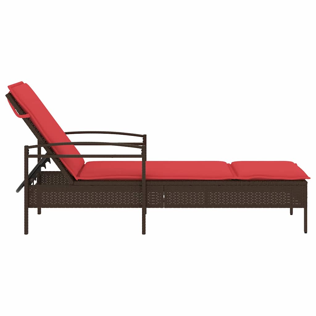 3-position justerbar solstol polyrattan Brun