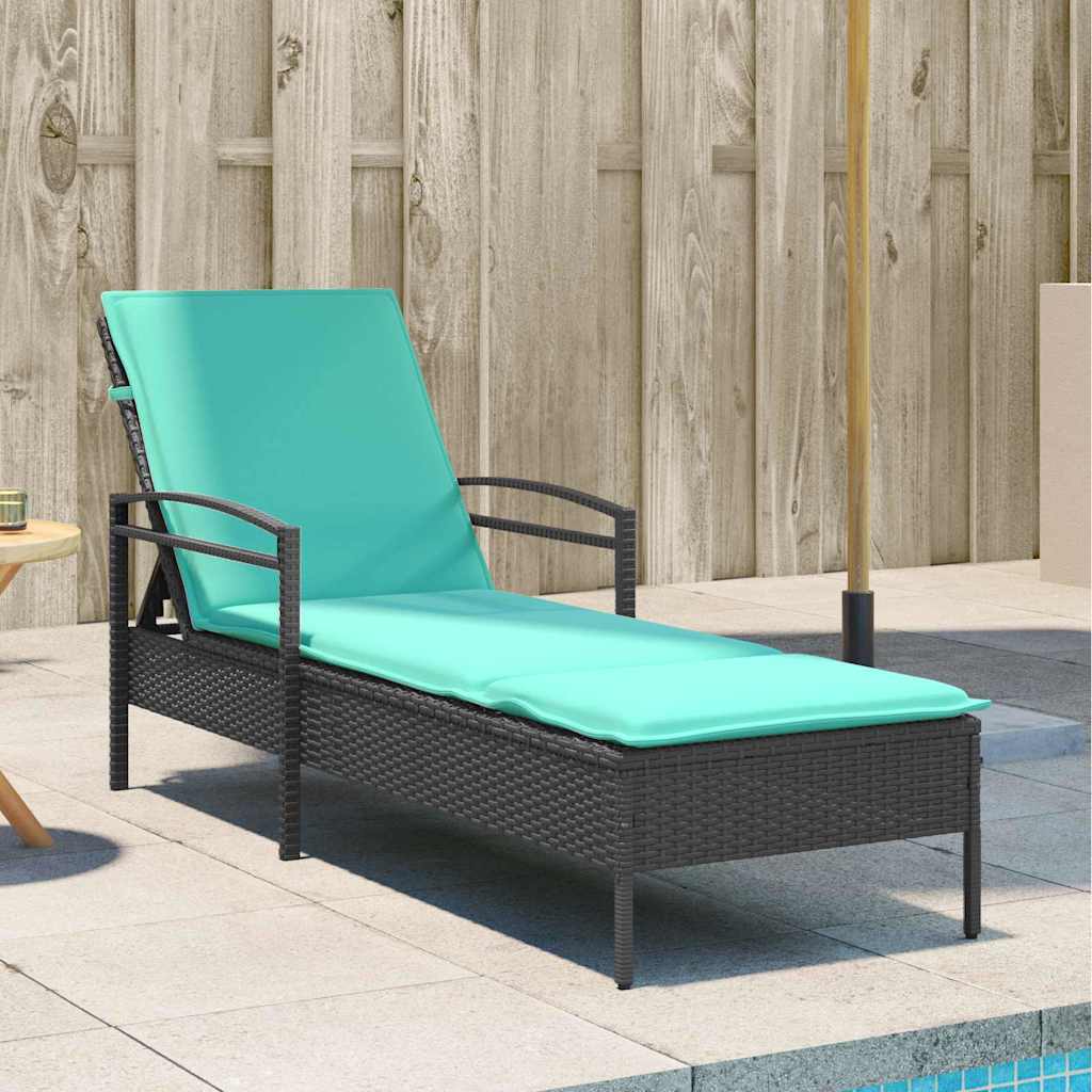 3-position justerbar solstol polyrattan Sort