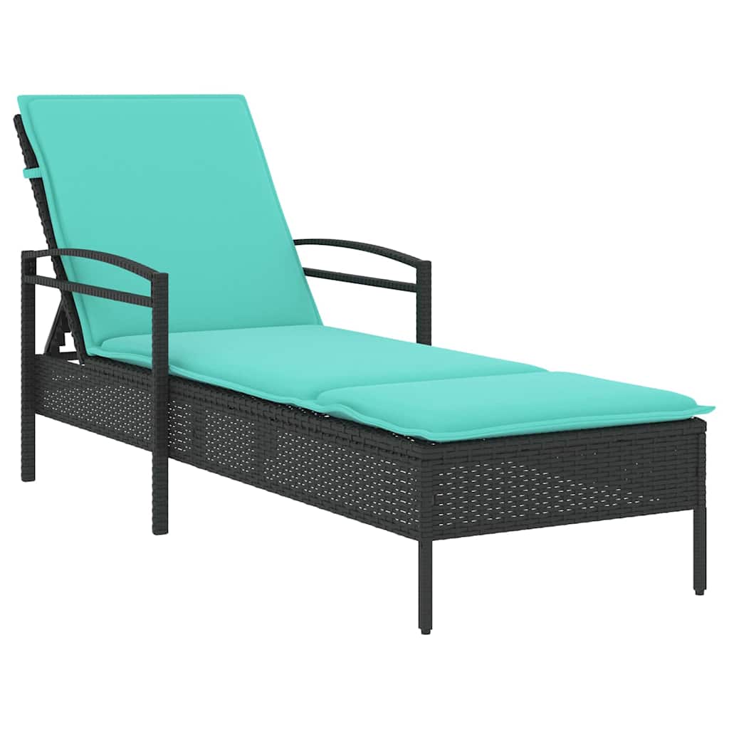 3-position justerbar solstol polyrattan Sort