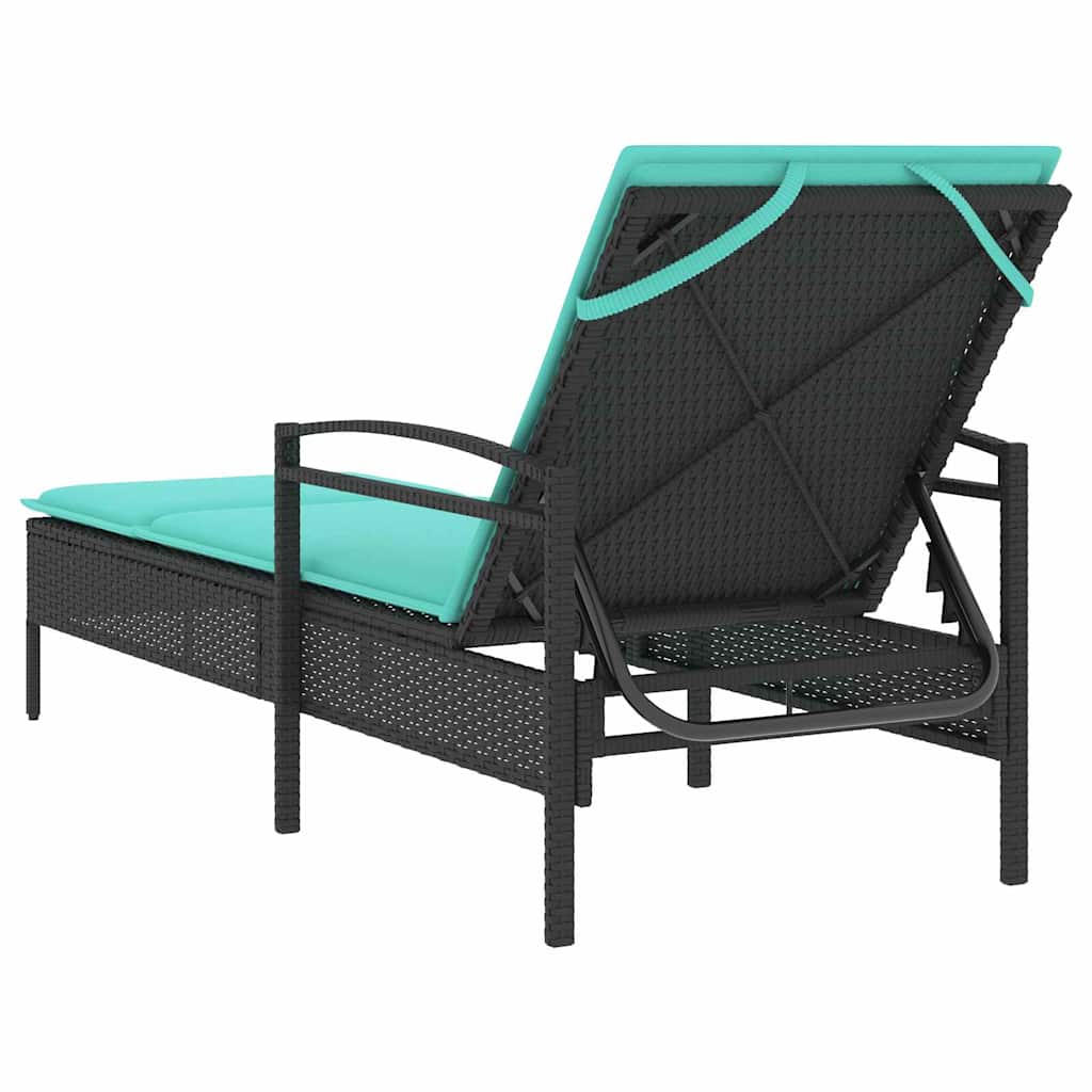 3-position justerbar solstol polyrattan Sort