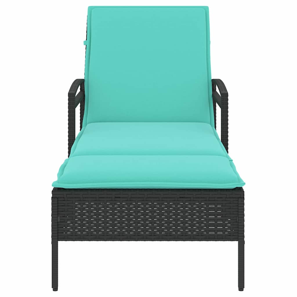 3-position justerbar solstol polyrattan Sort