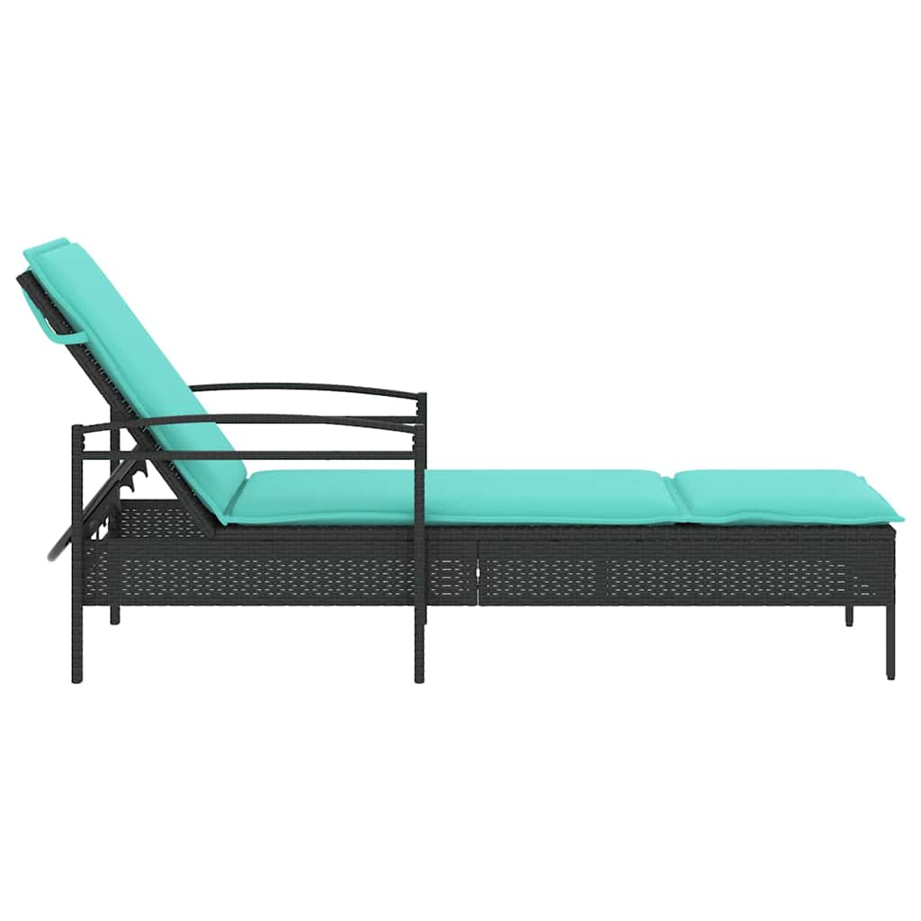 3-position justerbar solstol polyrattan Sort