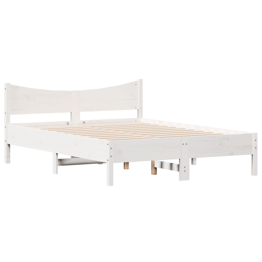 sengeramme uden madras 140x200 cm massivt fyrretræ hvid