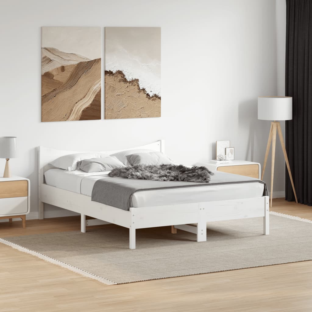 sengeramme uden madras 140x200 cm massivt fyrretræ hvid