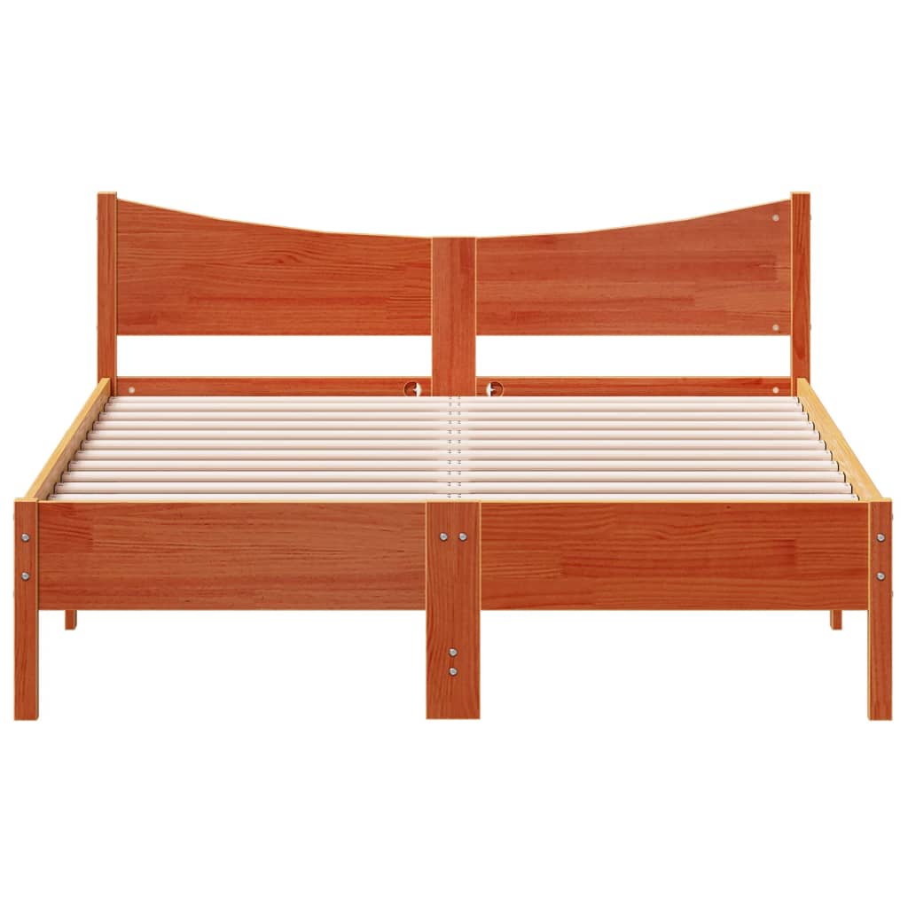 sengeramme uden madras 140x200 cm massivt fyr gyldenbrun