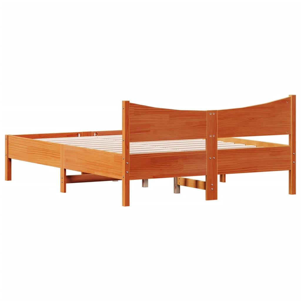 sengeramme uden madras 140x200 cm massivt fyr gyldenbrun