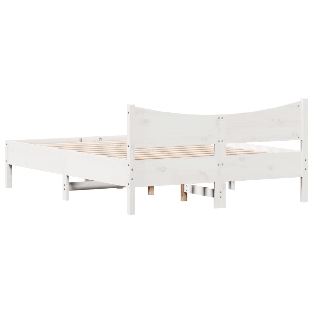 sengeramme uden madras 120x200 cm massivt fyrretræ hvid