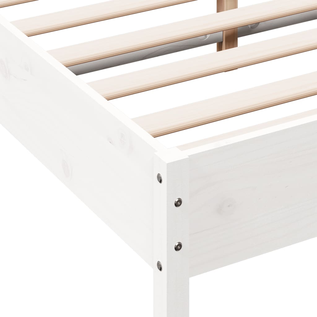 sengeramme uden madras 120x200 cm massivt fyrretræ hvid