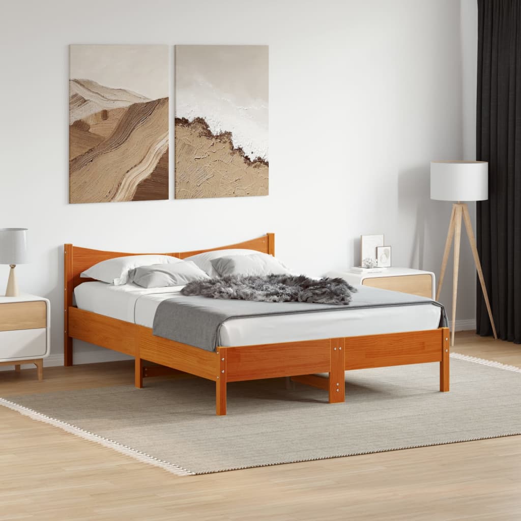 sengeramme uden madras 120x200 cm massivt fyrretræ gyldenbrun