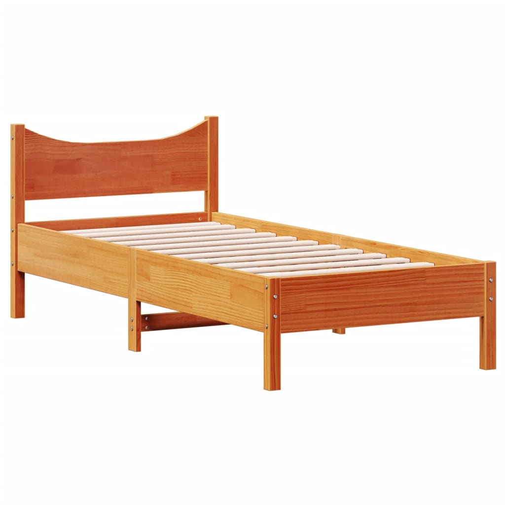 sengeramme uden madras 100x200 cm massivt fyrretræ gyldenbrun