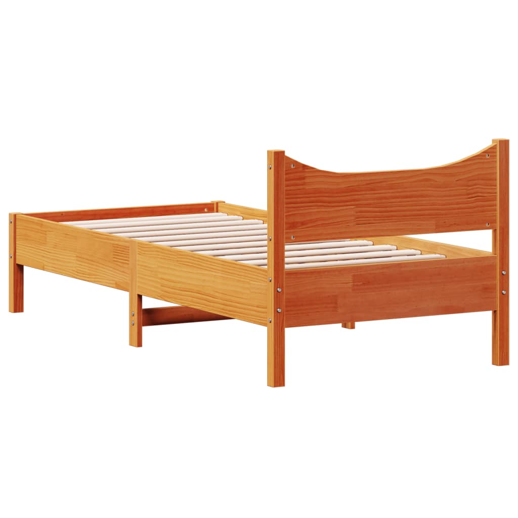 sengeramme uden madras 100x200 cm massivt fyrretræ gyldenbrun