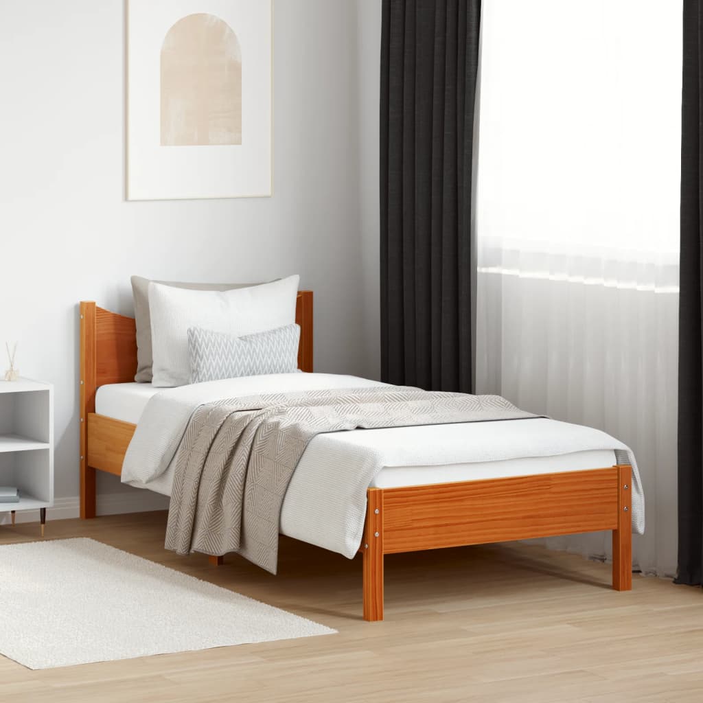 sengeramme uden madras 100x200 cm massivt fyrretræ gyldenbrun