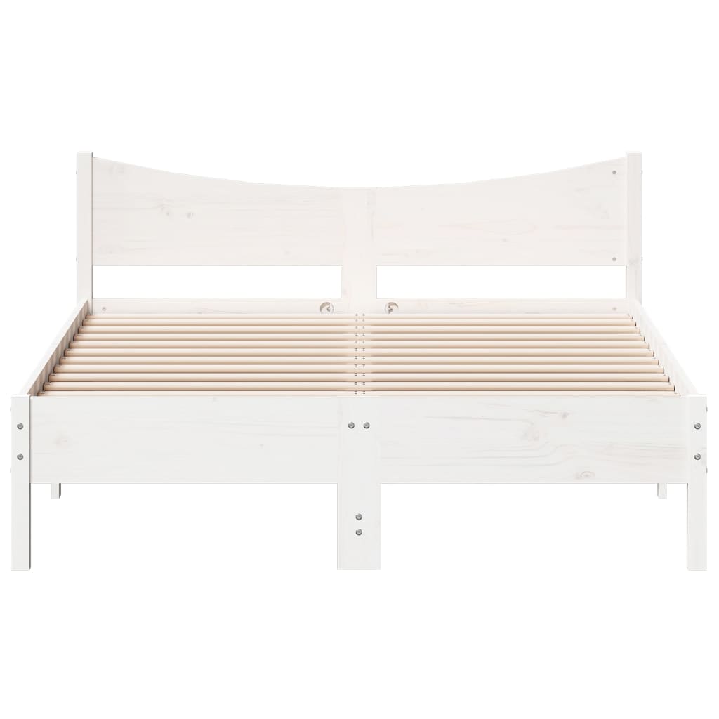 sengeramme uden madras 140x190 cm massivt fyrretræ hvid
