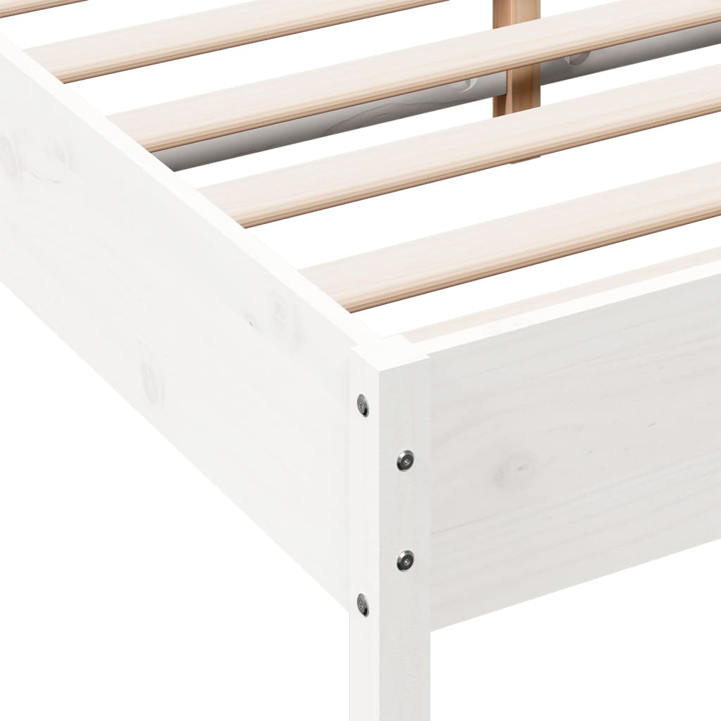 sengeramme uden madras 140x190 cm massivt fyrretræ hvid