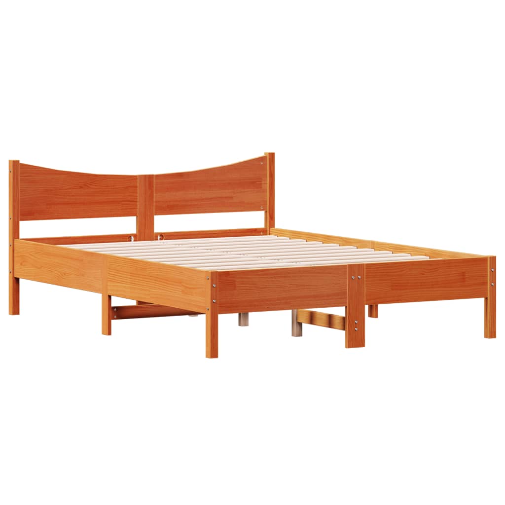 sengeramme uden madras 140x190 cm massivt fyrretræ gyldenbrun