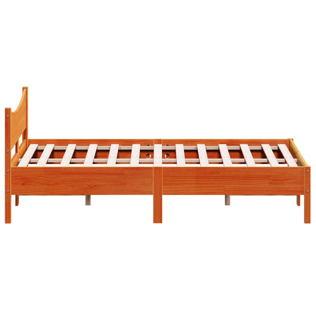 sengeramme uden madras 140x190 cm massivt fyrretræ gyldenbrun