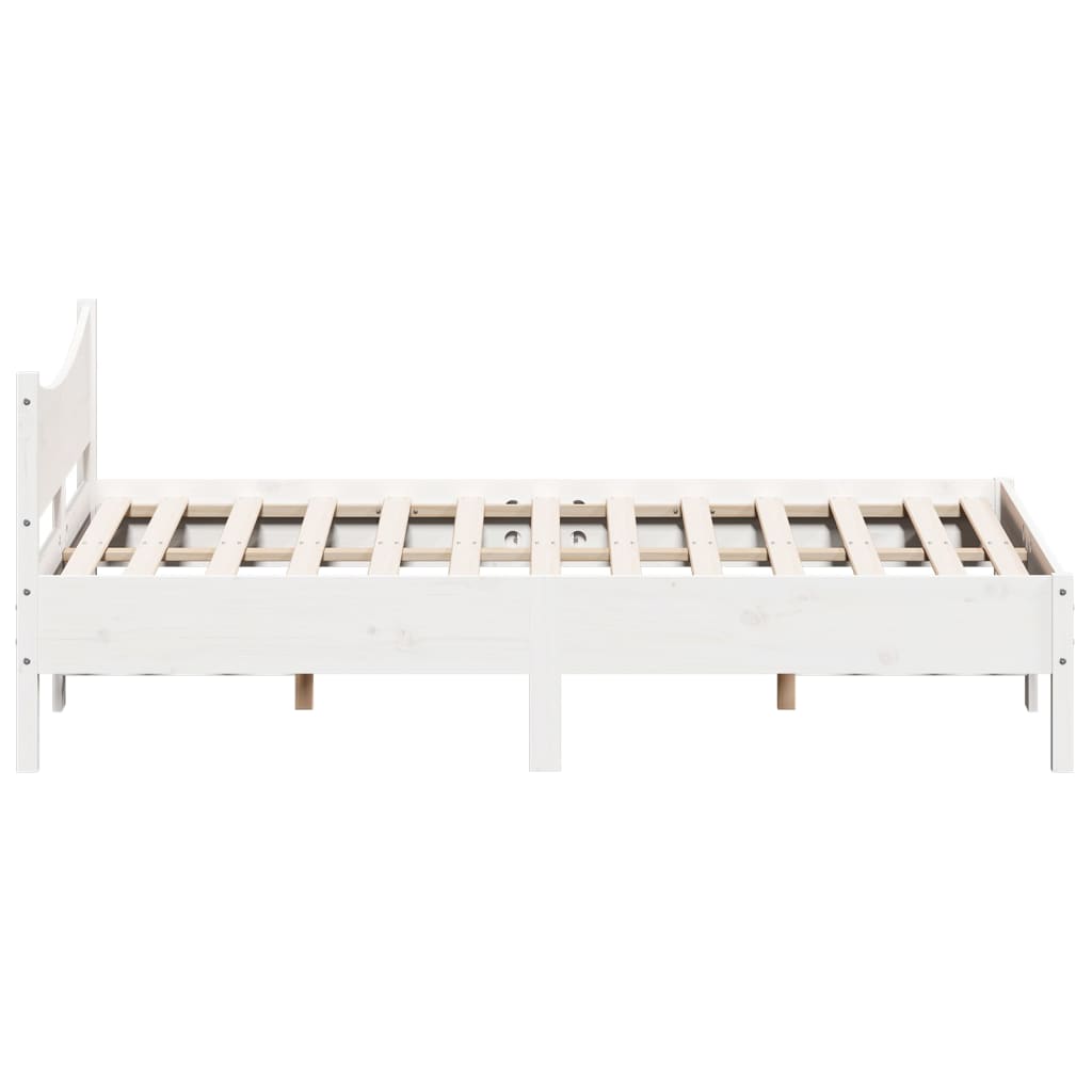 sengeramme uden madras 135x190 cm massivt fyrretræ hvid