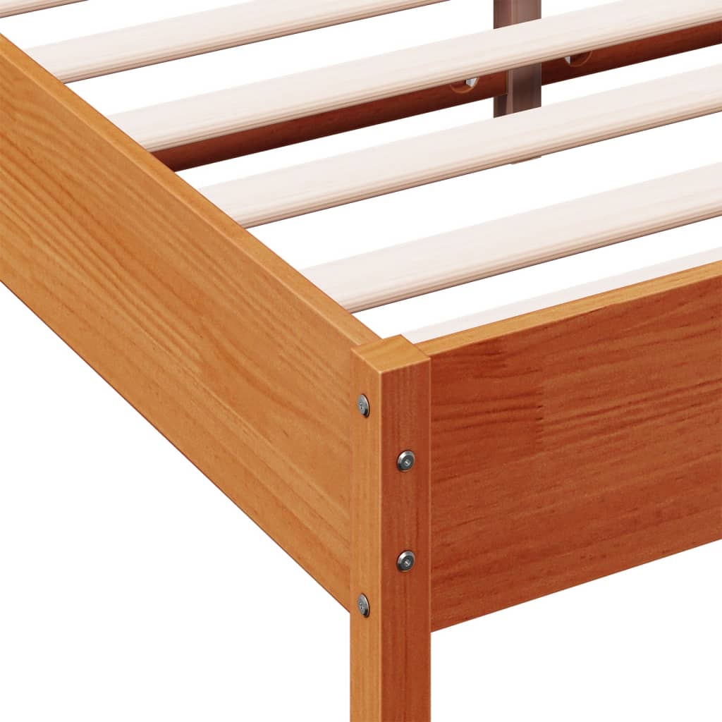 sengeramme uden madras 135x190 cm massivt fyrretræ brun
