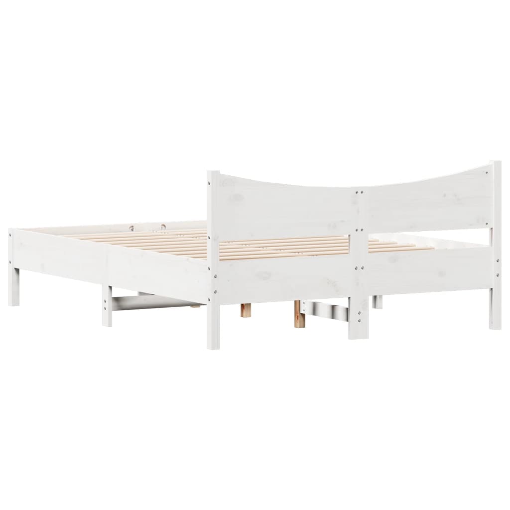 sengeramme uden madras 120x190 cm massivt fyrretræ hvid