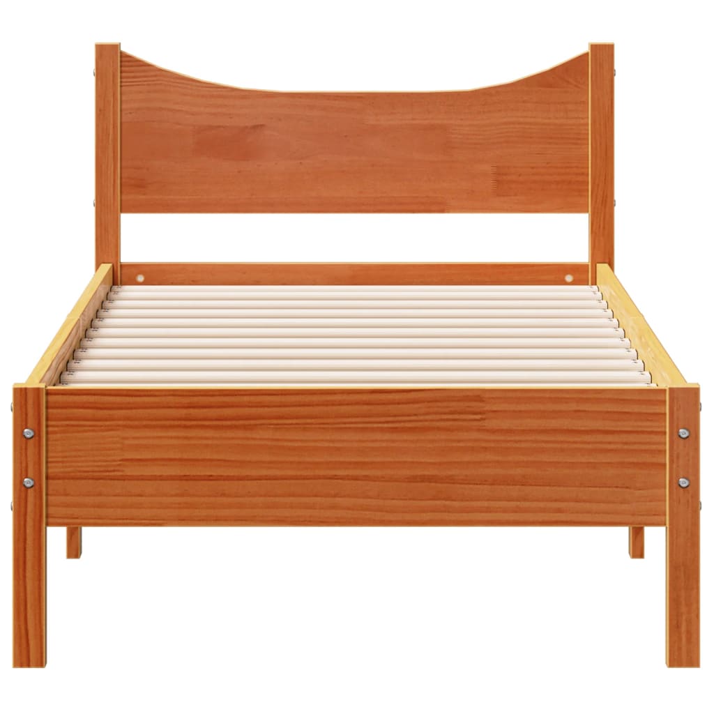 sengeramme uden madras 90x190 cm massivt fyrretræ gyldenbrun