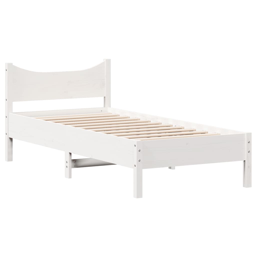 sengeramme uden madras 75x190 cm massivt fyrretræ hvid