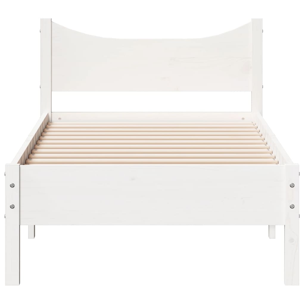 sengeramme uden madras 75x190 cm massivt fyrretræ hvid