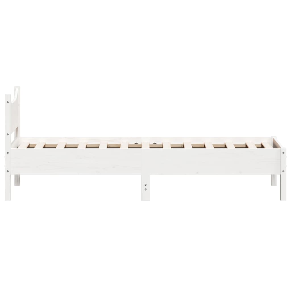 sengeramme uden madras 75x190 cm massivt fyrretræ hvid