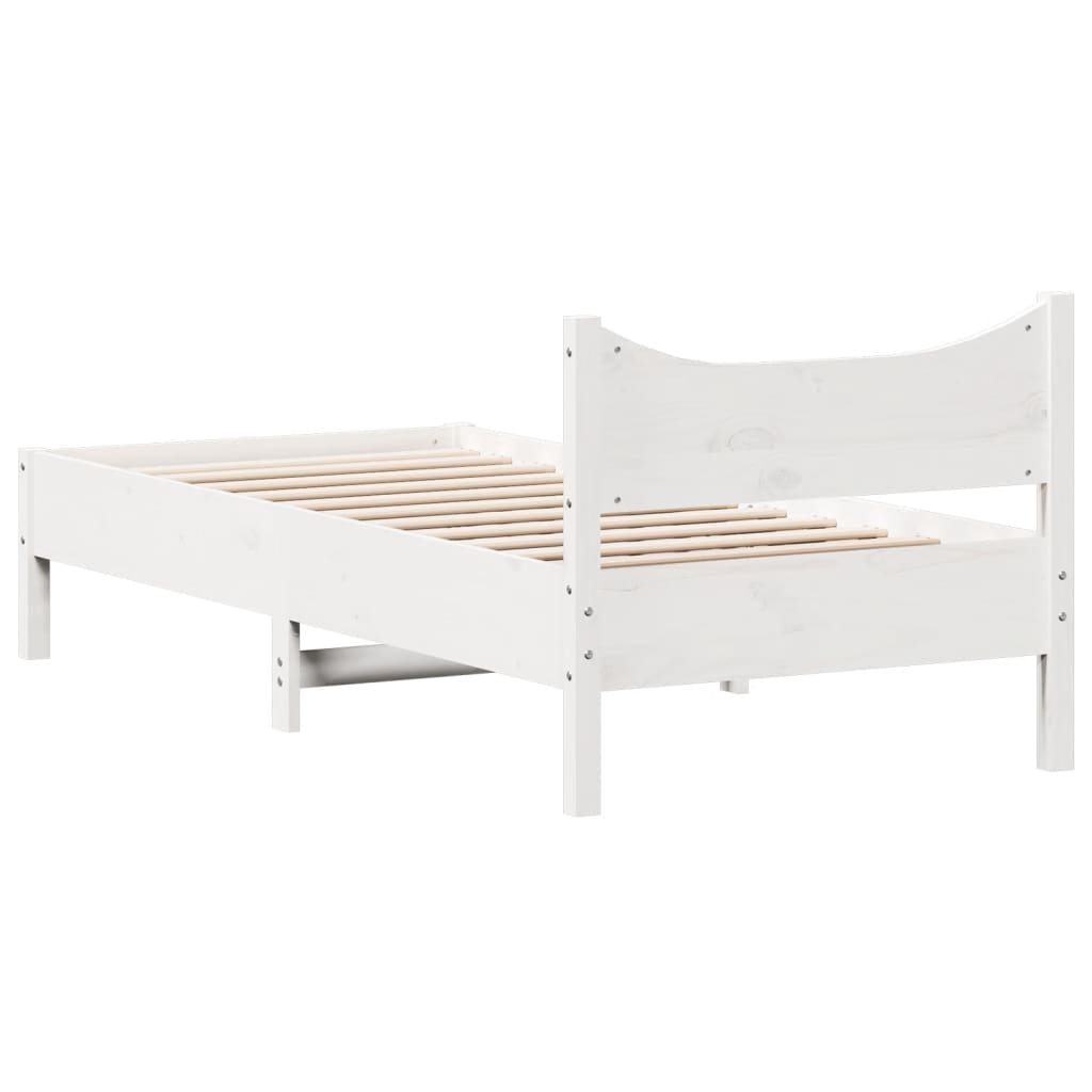 sengeramme uden madras 75x190 cm massivt fyrretræ hvid