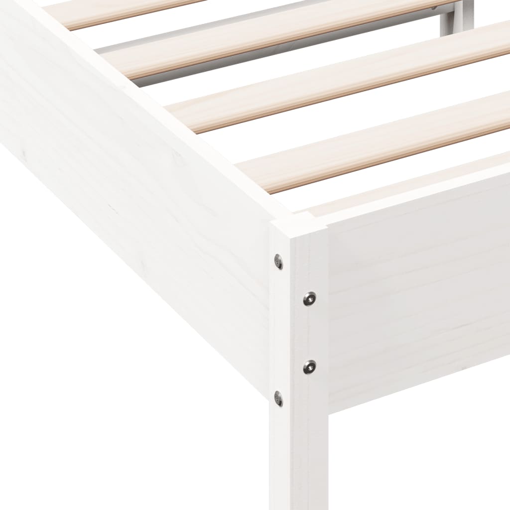 sengeramme uden madras 75x190 cm massivt fyrretræ hvid