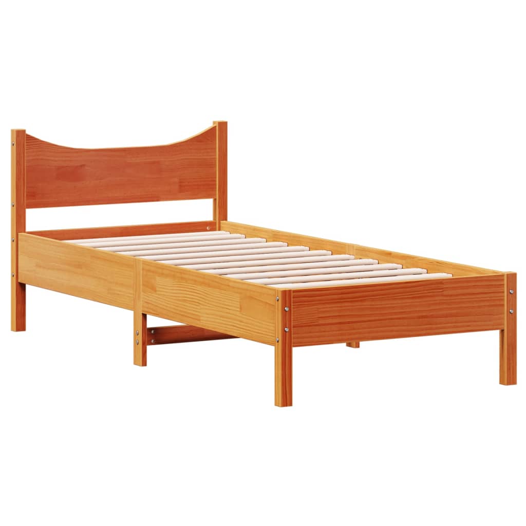 sengeramme uden madras 75x190 cm massivt fyrretræ gyldenbrun