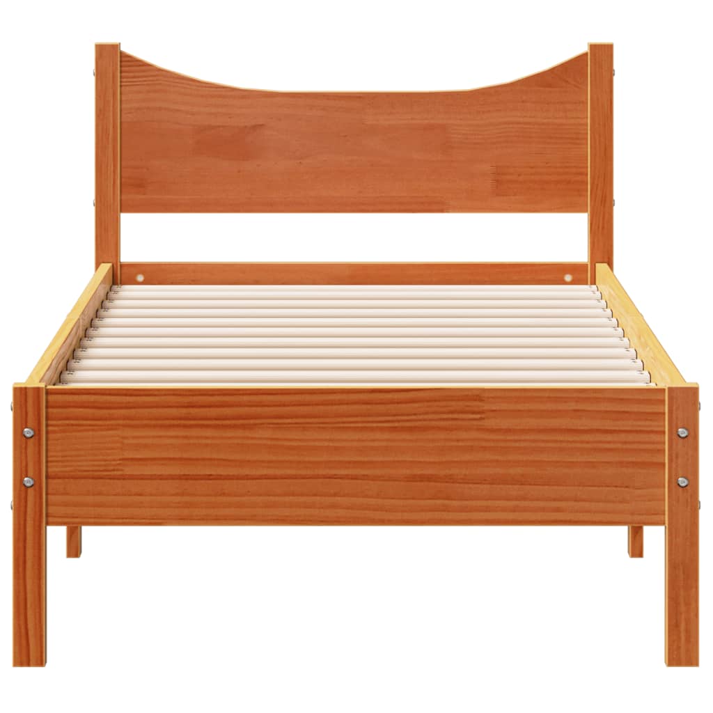 sengeramme uden madras 75x190 cm massivt fyrretræ gyldenbrun