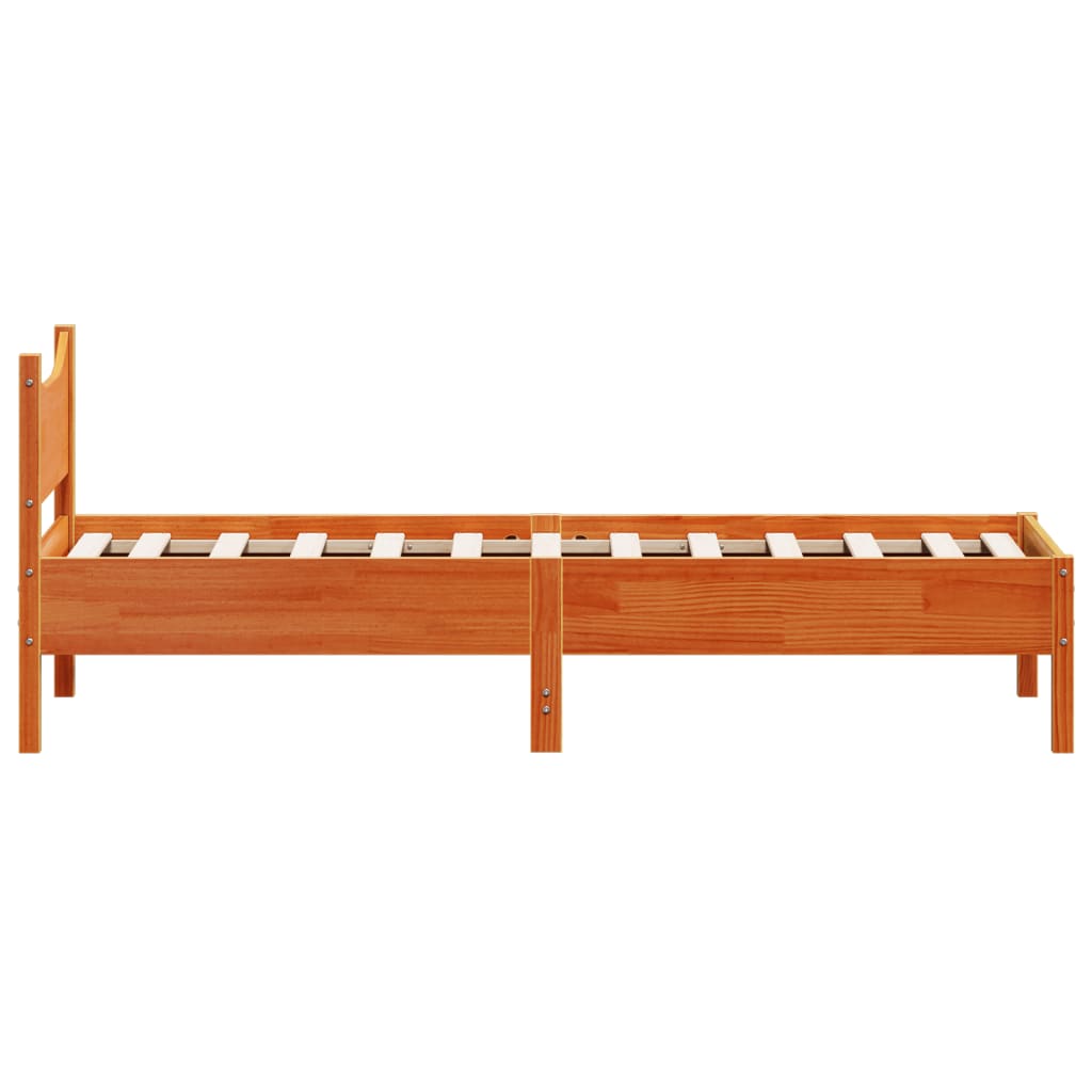 sengeramme uden madras 75x190 cm massivt fyrretræ gyldenbrun