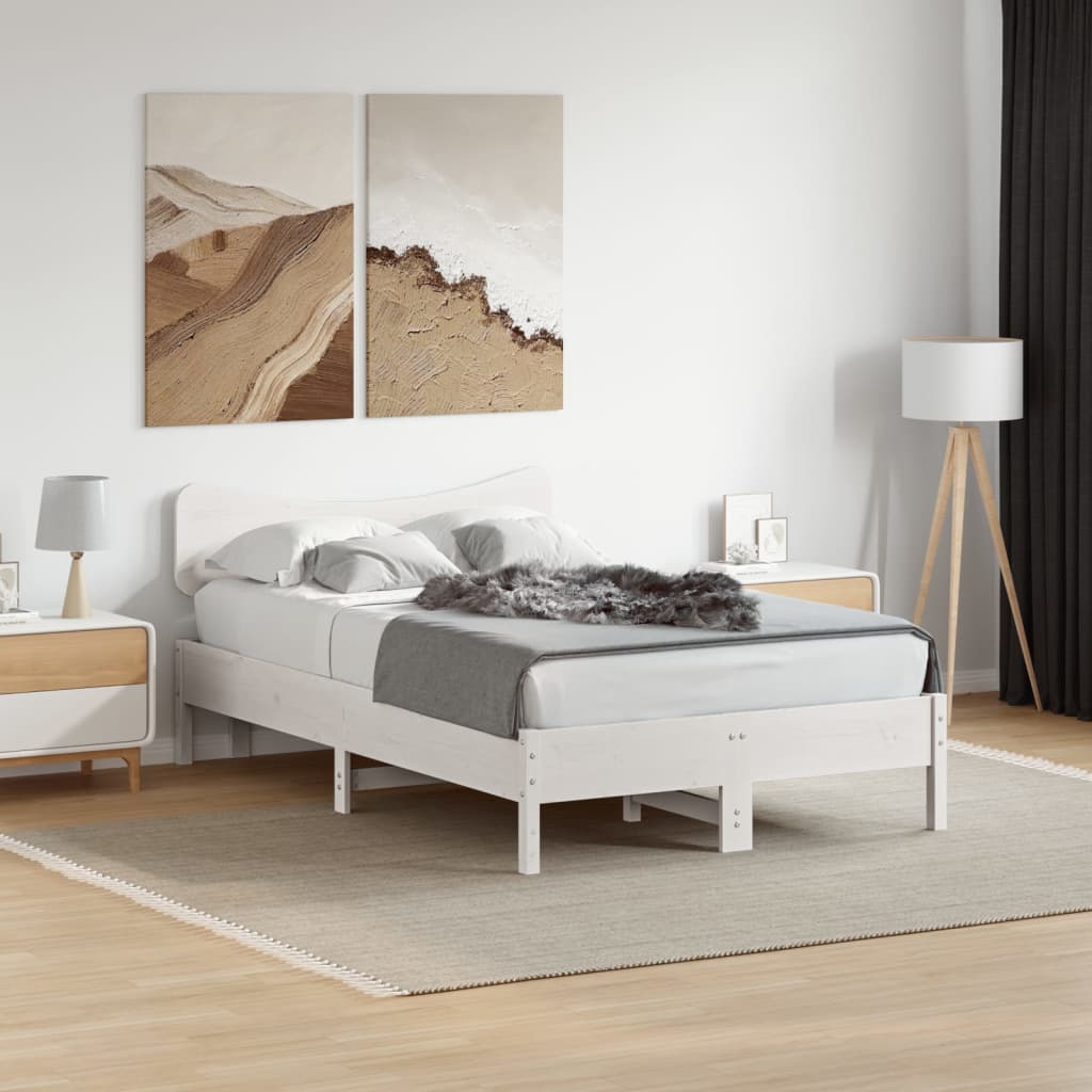 sengegavl 120 cm massivt fyrretræ hvid