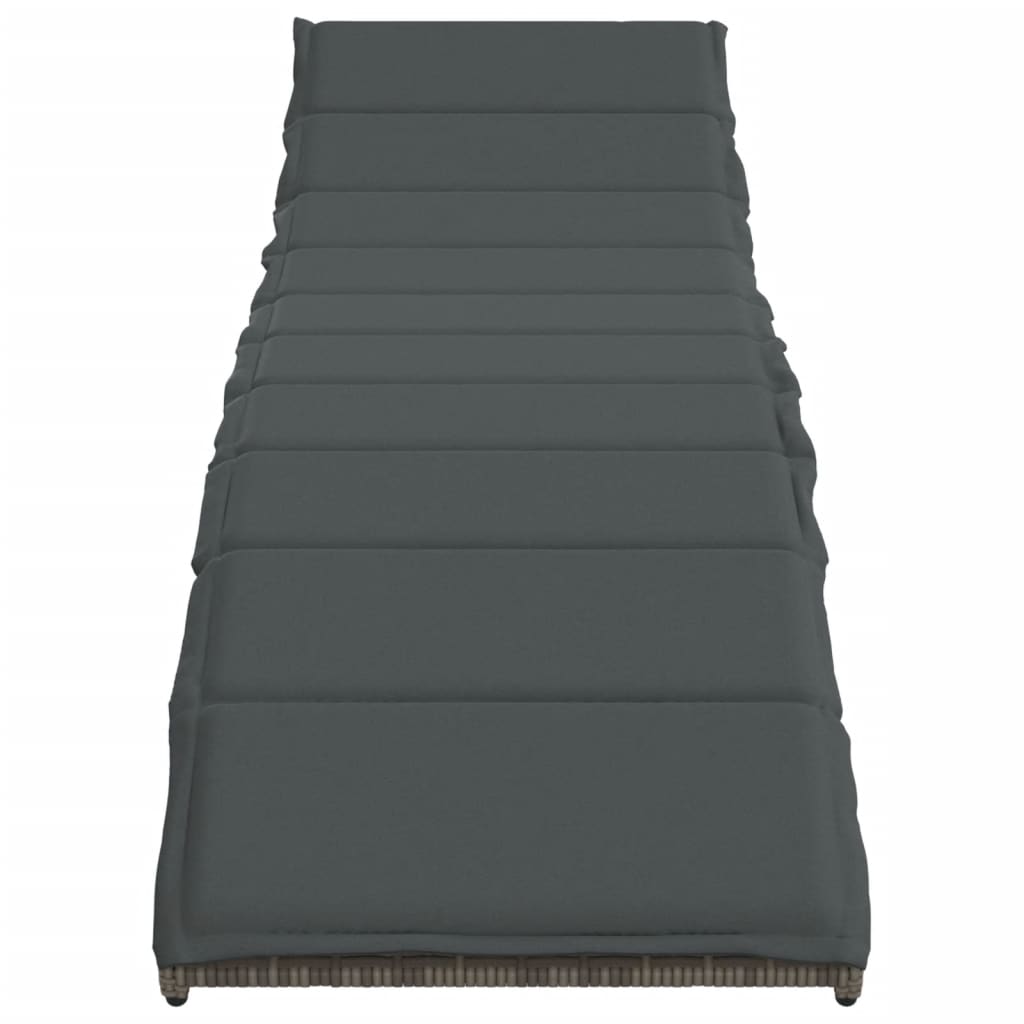 liggestol med hynde 55x199x50 cm polyrattan grå