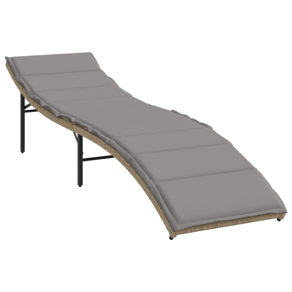 liggestol med hynde 55x199x50 cm polyrattan beige