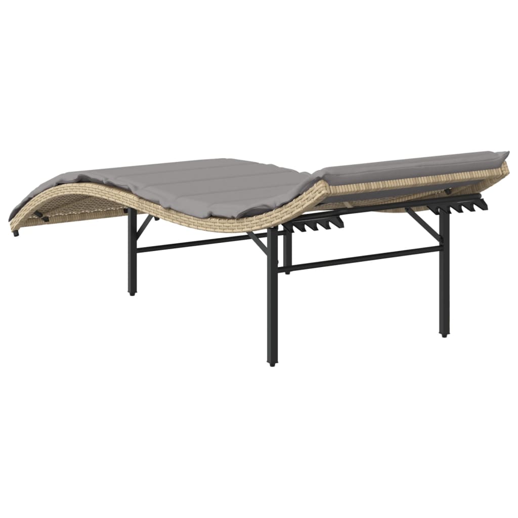 liggestol med hynde 55x199x50 cm polyrattan beige