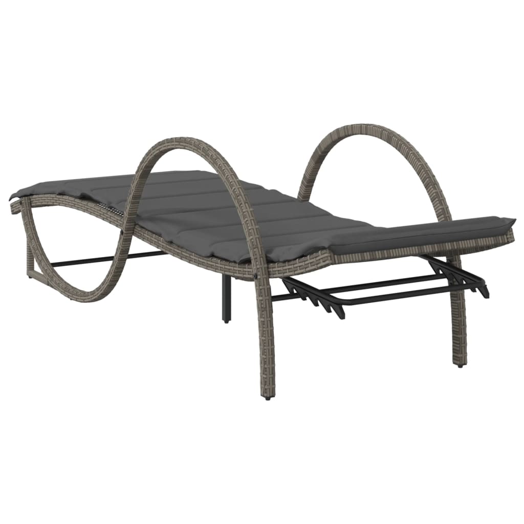 liggestol med hynde 60x199x42 cm polyrattan grå