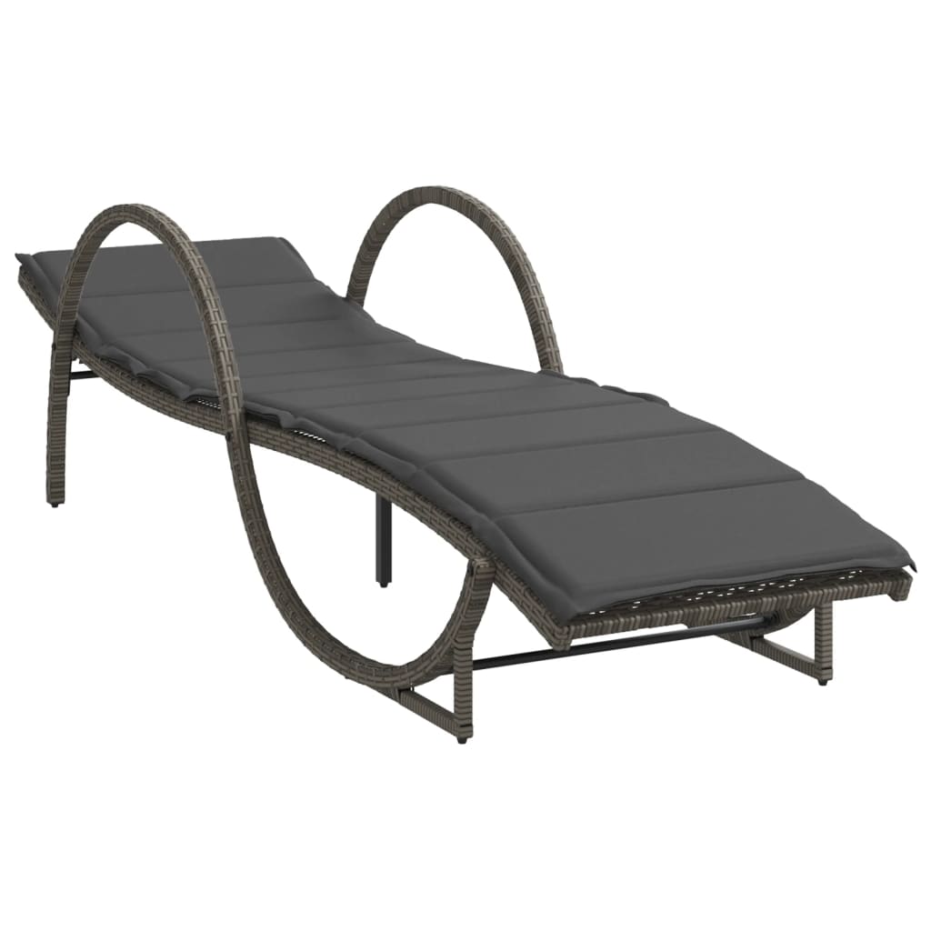 liggestole 2 stk. med bord polyrattan grå