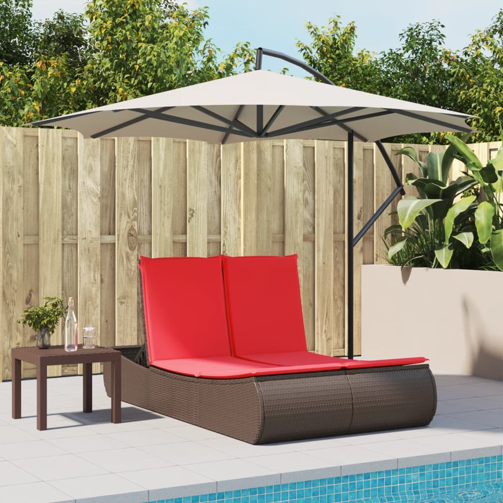 solseng med hynder polyrattan brun