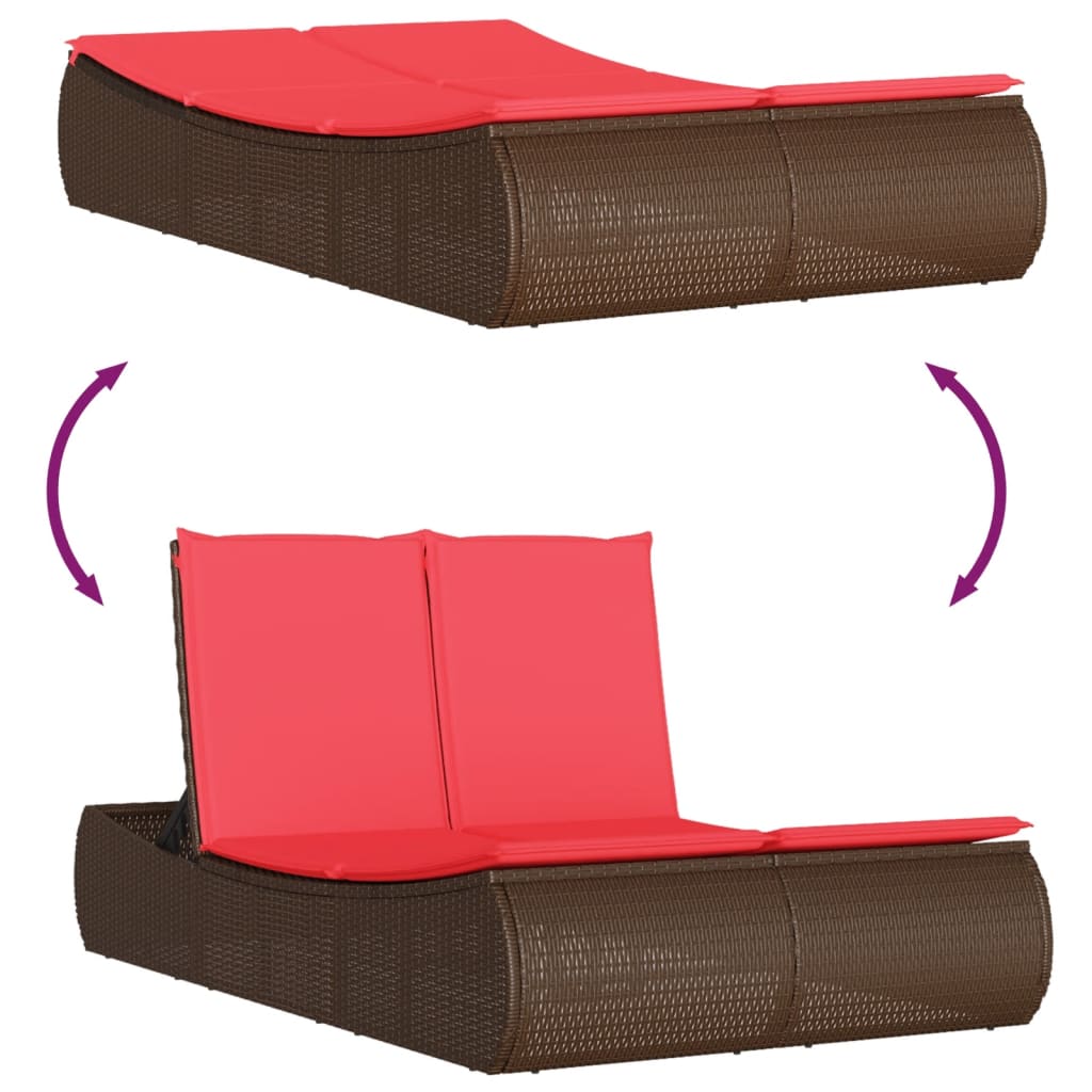 solseng med hynder polyrattan brun