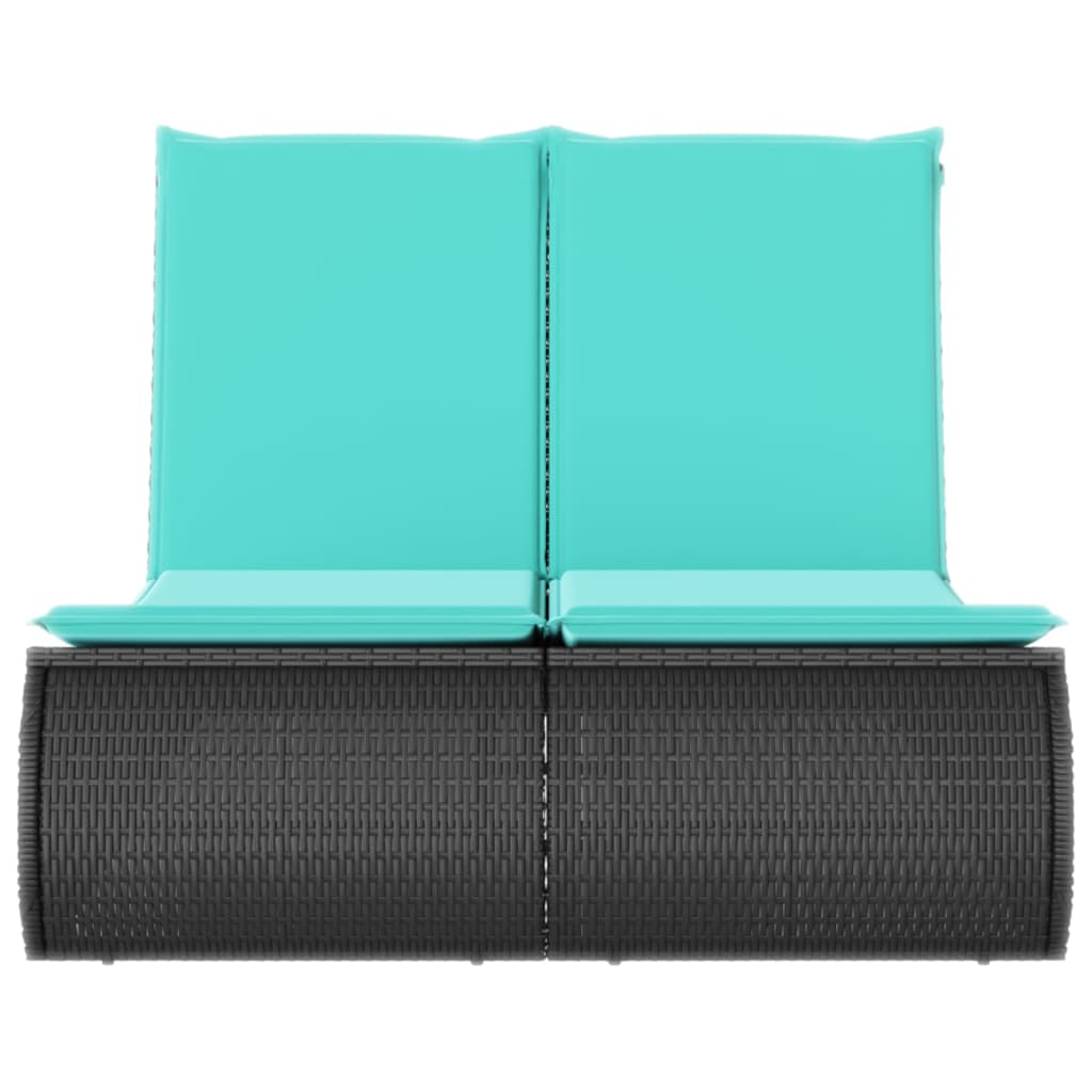 dobbelt loungesofa med hynder polyrattan sort