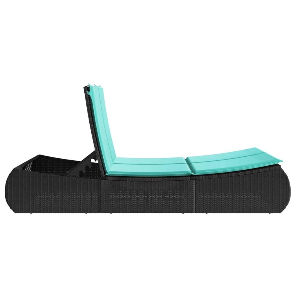 dobbelt loungesofa med hynder polyrattan sort